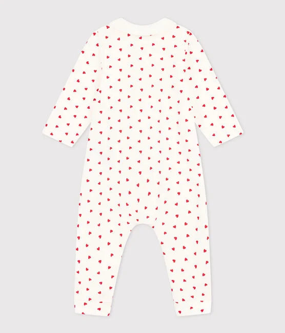BABIES' LITTLE HEART PATTERNED FLEECE JUMPSUIT