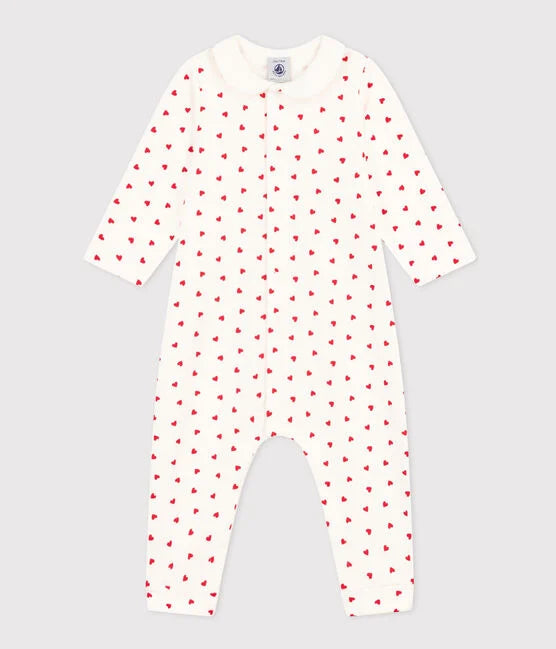 BABIES' LITTLE HEART PATTERNED FLEECE JUMPSUIT