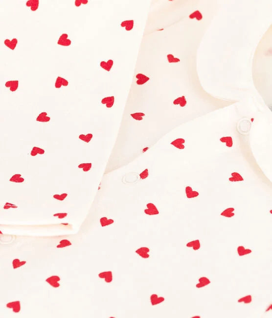 BABIES' LITTLE HEART PATTERNED FLEECE JUMPSUIT