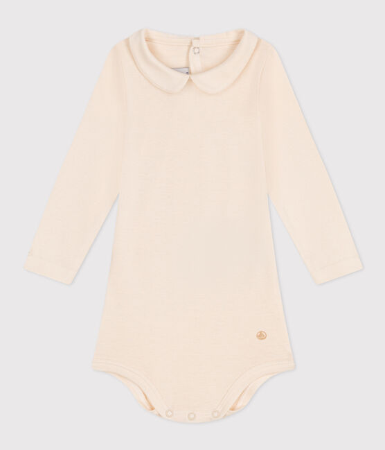 Babies' Long-Sleeved Cotton Bodysuit With Peter Pan Collar