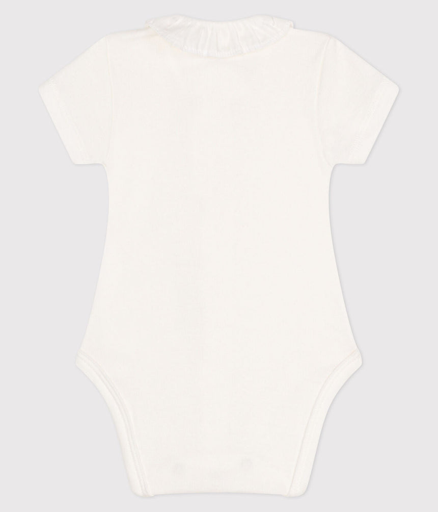 BABIES' SHORT-SLEEVED BODYSUIT WITH A RUFF