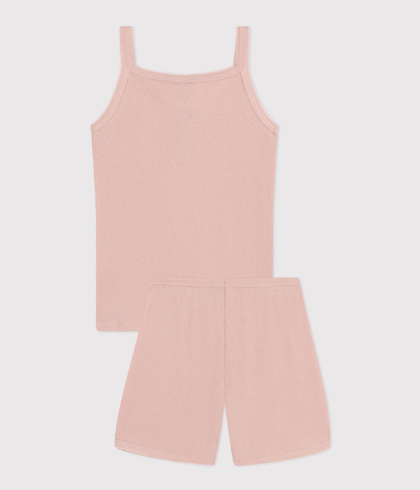 CHILDREN'S PLAIN COTTON AND LYOCELL PYJAMA SHORTS AND VEST