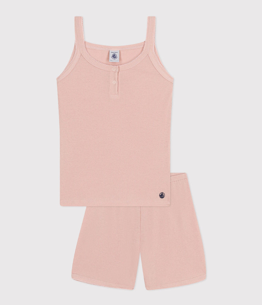 CHILDREN'S PLAIN COTTON AND LYOCELL PYJAMA SHORTS AND VEST