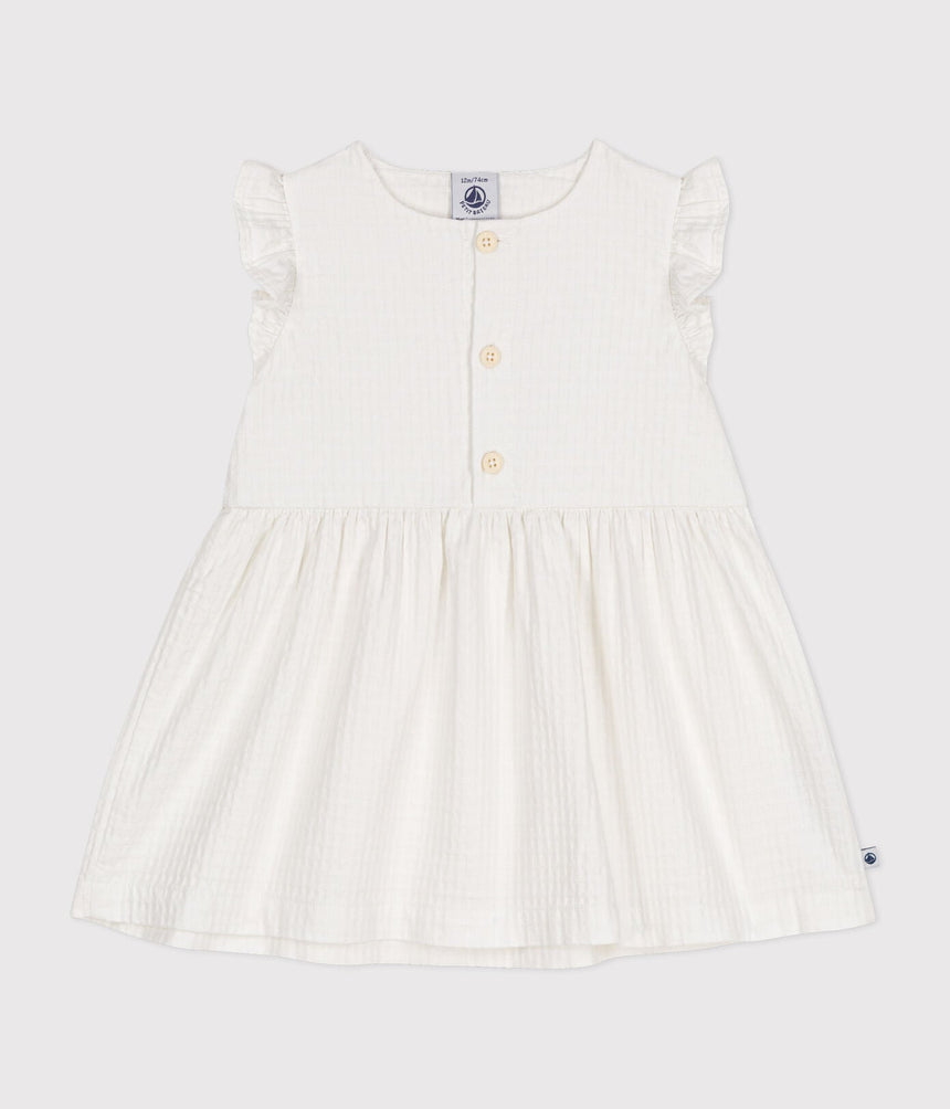 BABIES' SLEEVELESS TEXTURED COTTON DRESS