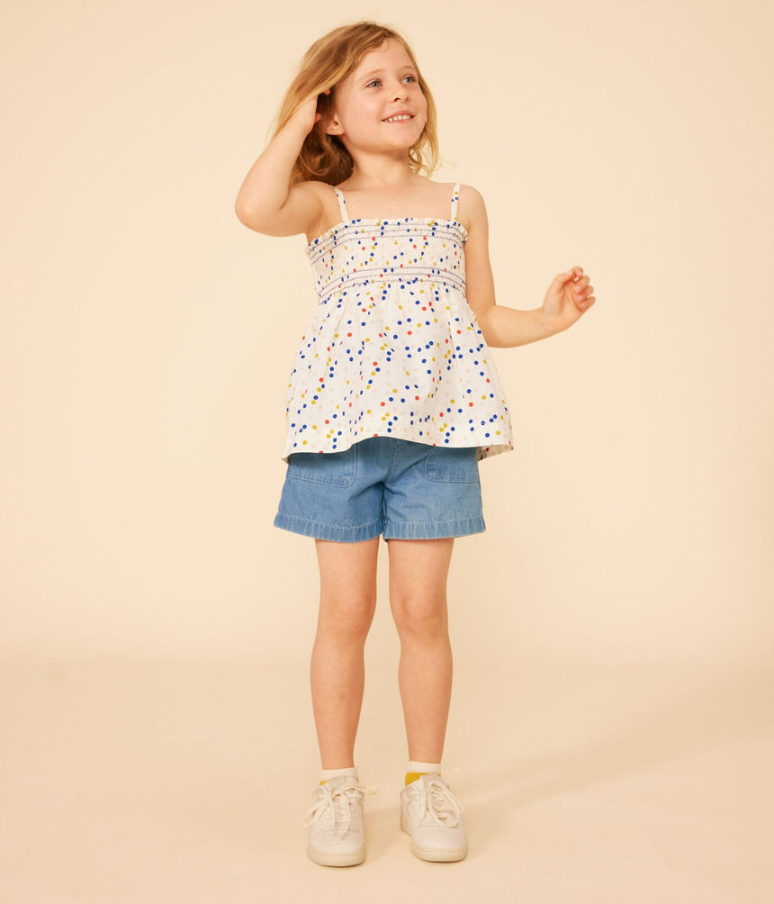 GIRLS' SLEEVELESS COTTON BLOUSE