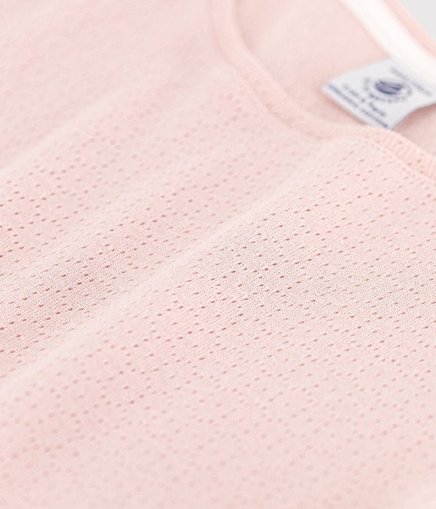 GIRLS' PLAIN OPENWORK COTTON SHORT PYJAMAS
