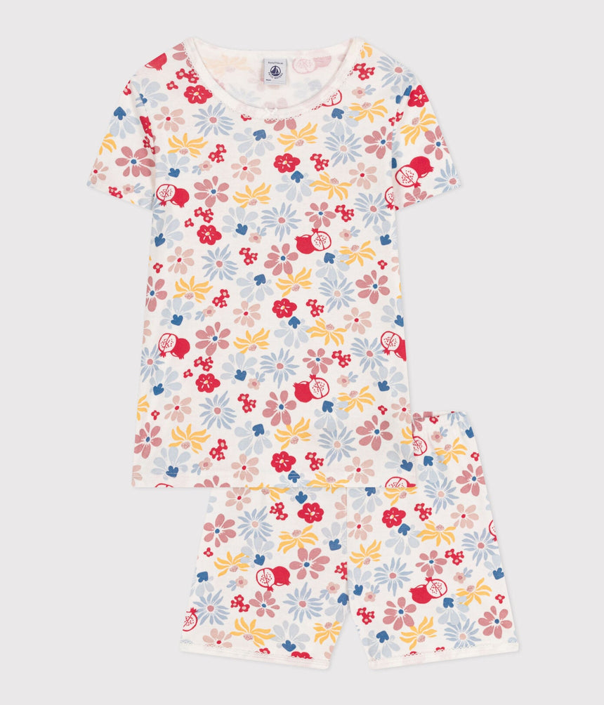 CHILDREN'S SHORT FLORAL PRINT COTTON PYJAMAS