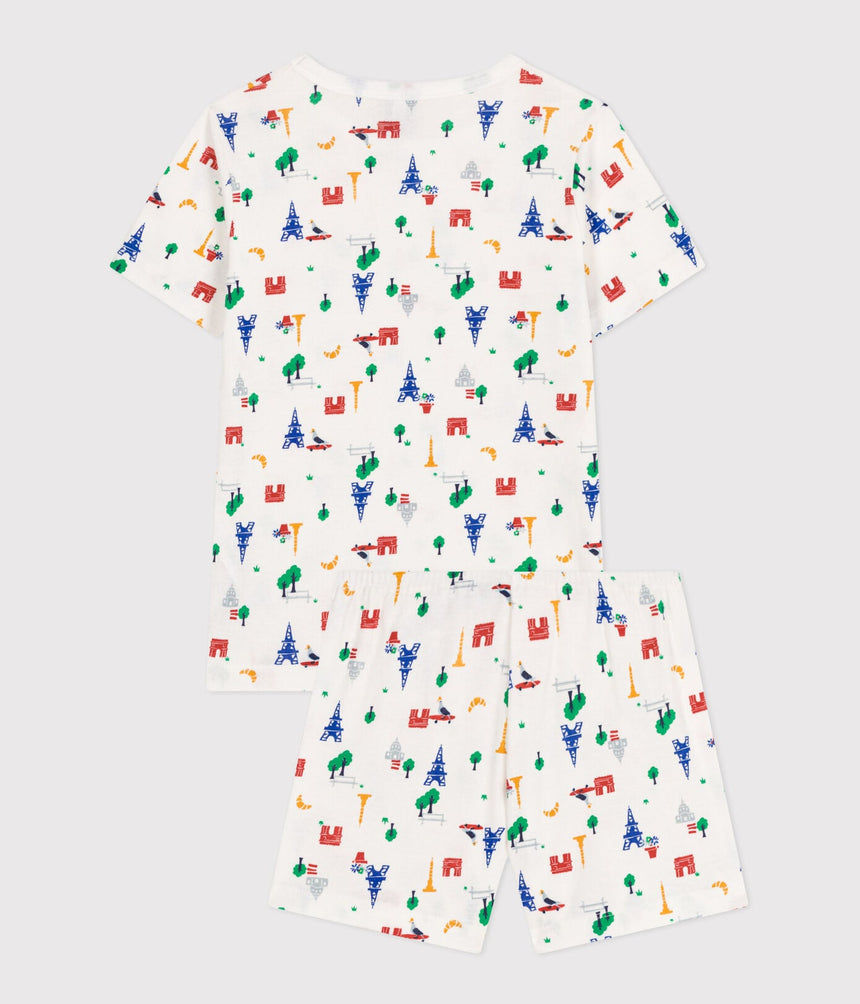 CHILDREN'S SHORT COTTON PARIS PRINT PYJAMAS