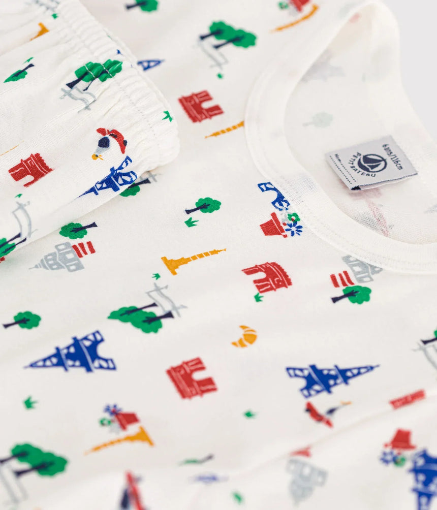 CHILDREN'S SHORT COTTON PARIS PRINT PYJAMAS