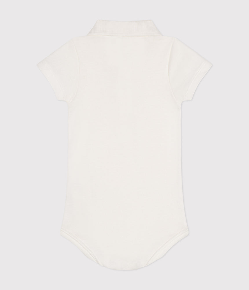 BABIES' SHORT-SLEEVED COTTON BODYSUIT WITH POLO SHIRT COLLAR