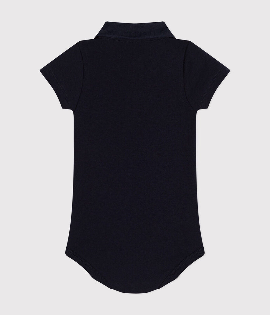 BABIES' SHORT-SLEEVED COTTON BODYSUIT WITH POLO SHIRT COLLAR