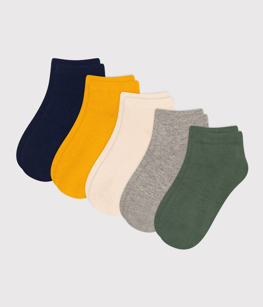 CHILDREN'S PLAIN COTTON SOCKS - 5-PACK