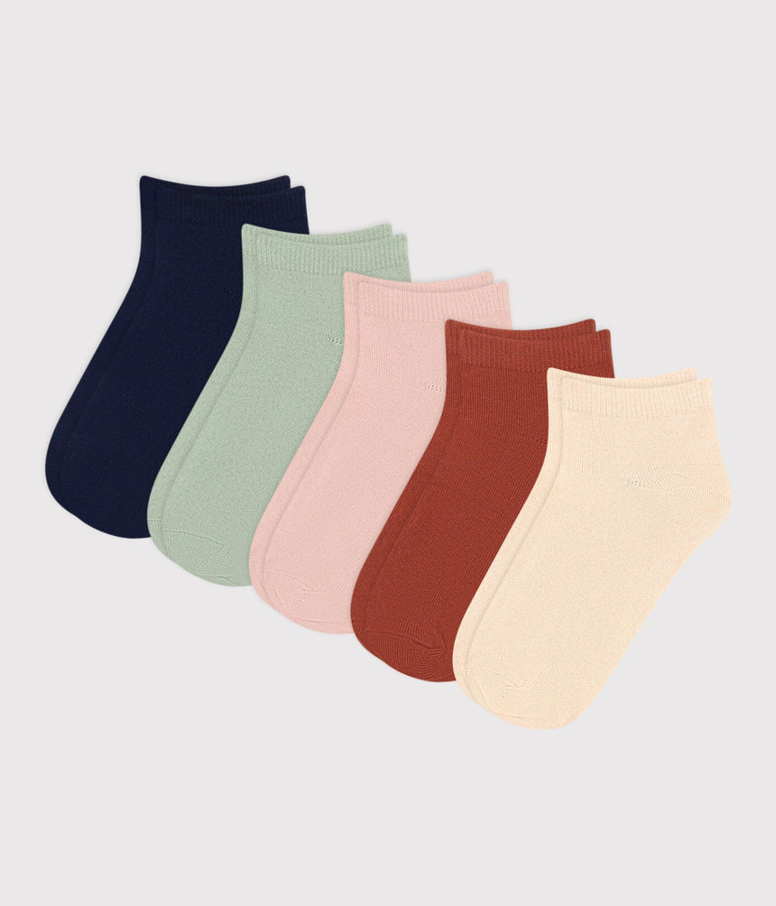 CHILDREN'S PLAIN COTTON SOCKS - 5-PACK