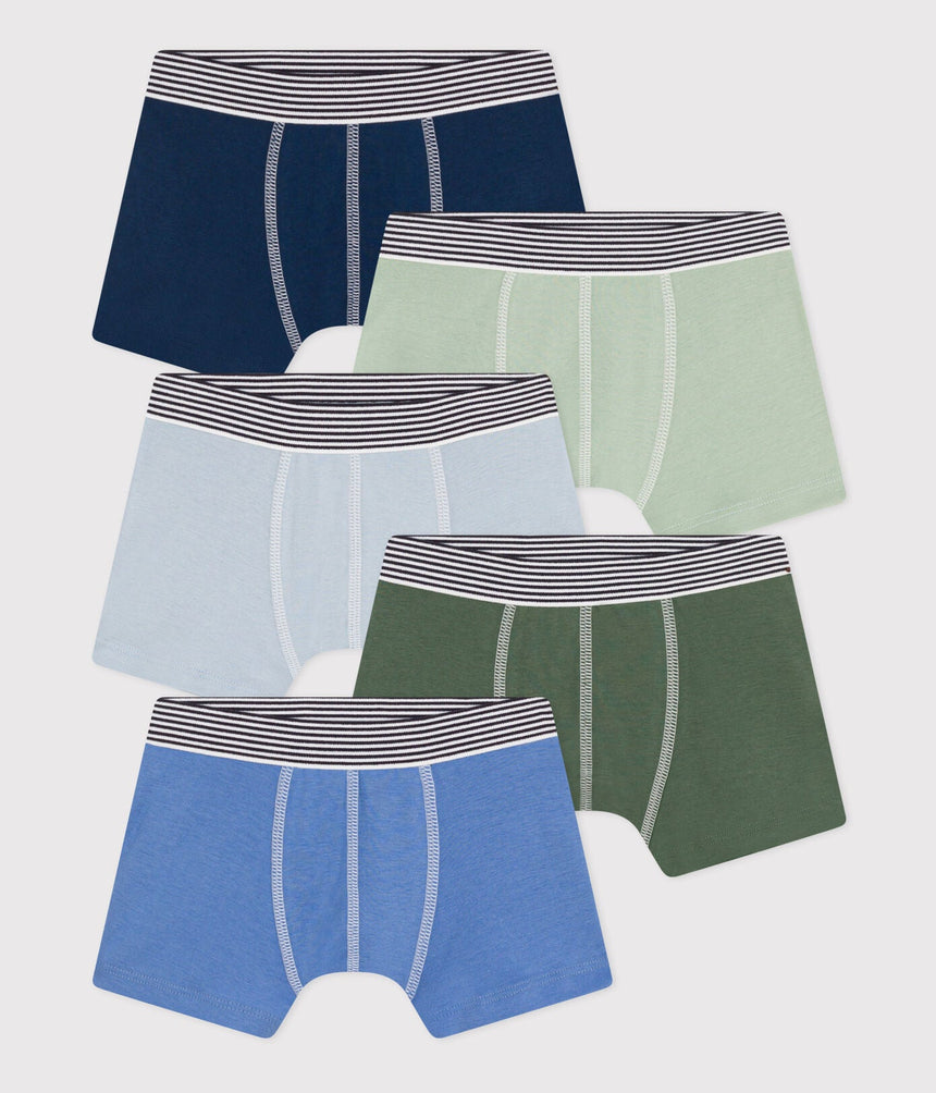 CHILDREN'S PLAIN COTTON BOXERS -5-PACK