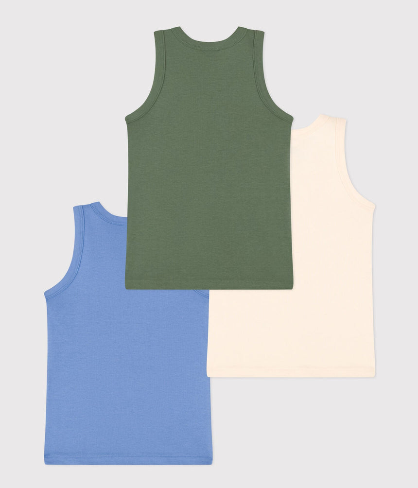 CHILDREN'S PLAIN COTTON VEST TOPS -3-PACK