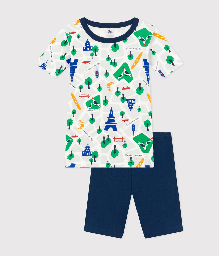 CHILDREN'S SHORT COTTON PARIS PRINT PYJAMAS