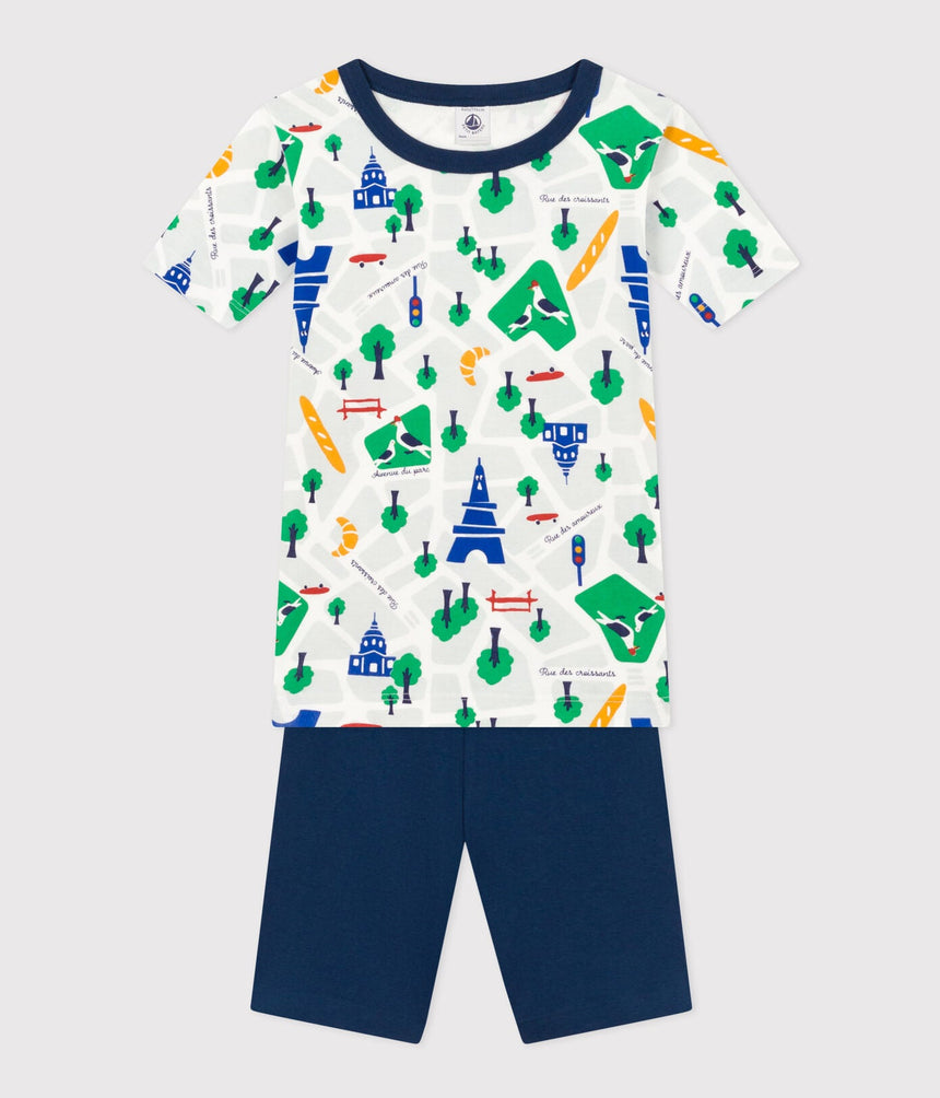 CHILDREN'S SHORT COTTON PARIS PRINT PYJAMAS