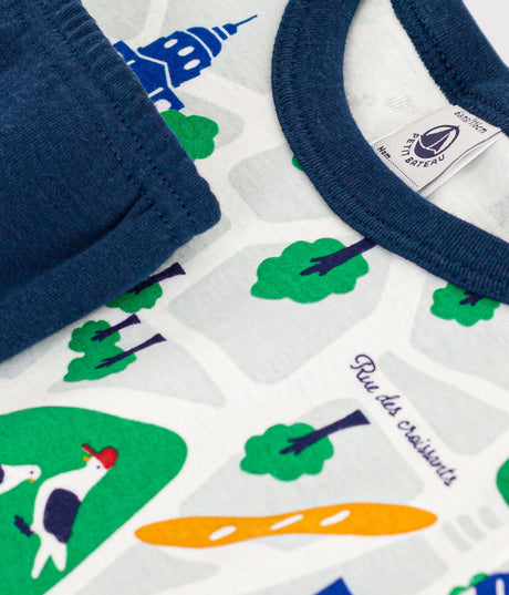 CHILDREN'S SHORT COTTON PARIS PRINT PYJAMAS