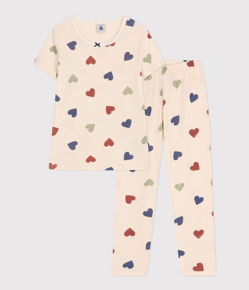 CHILDREN'S HEART PRINT COTTON PYJAMAS