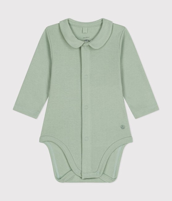 BABIES' LONG-SLEEVED COTTON BODYSUIT WITH COLLAR