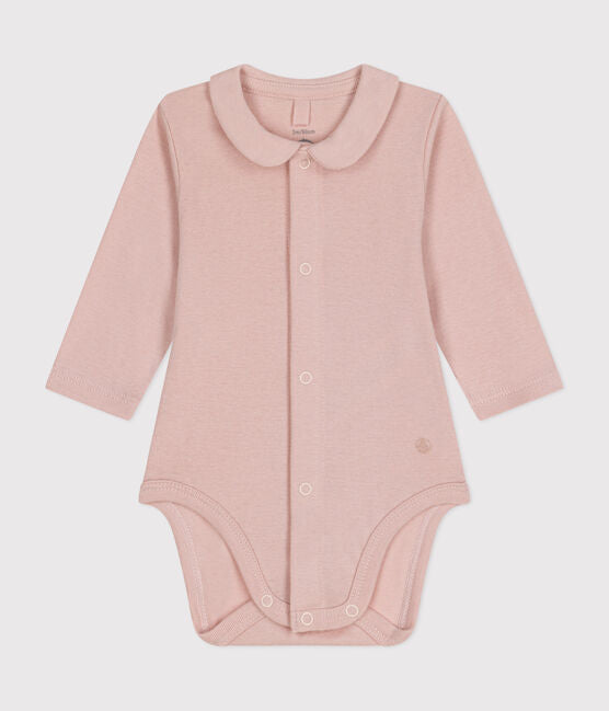 BABIES' LONG-SLEEVED COTTON BODYSUIT WITH COLLAR