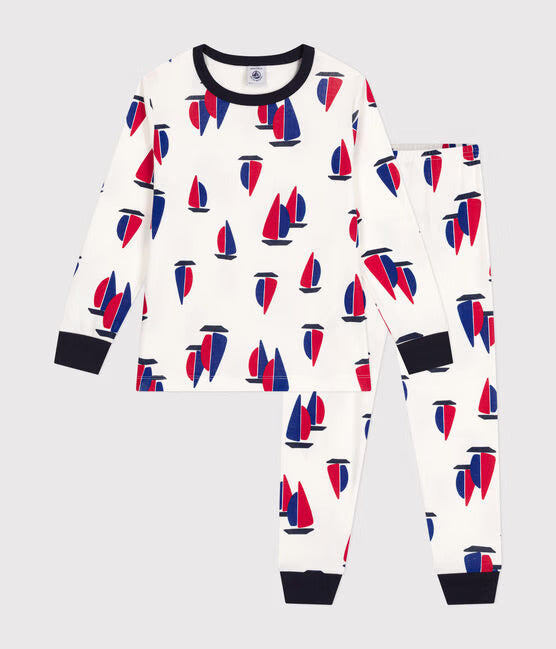 CHILDREN'S BOAT PRINT COTTON PYJAMAS