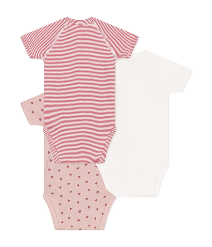 BABIES' SHORT-SLEEVED WRAPOVER COTTON BODYSUITS - 3-PACK