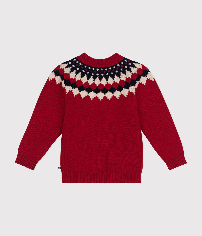 BOYS' WOOL AND COTTON JACQUARD JUMPER