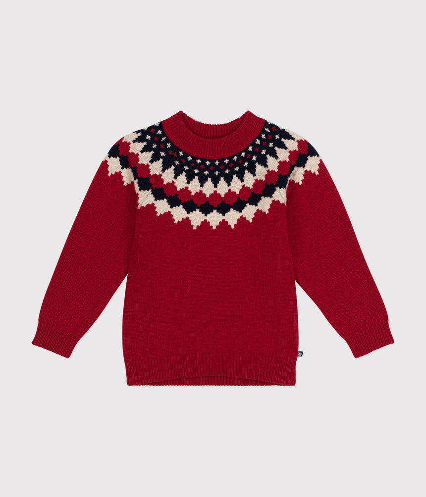 BOYS' WOOL AND COTTON JACQUARD JUMPER