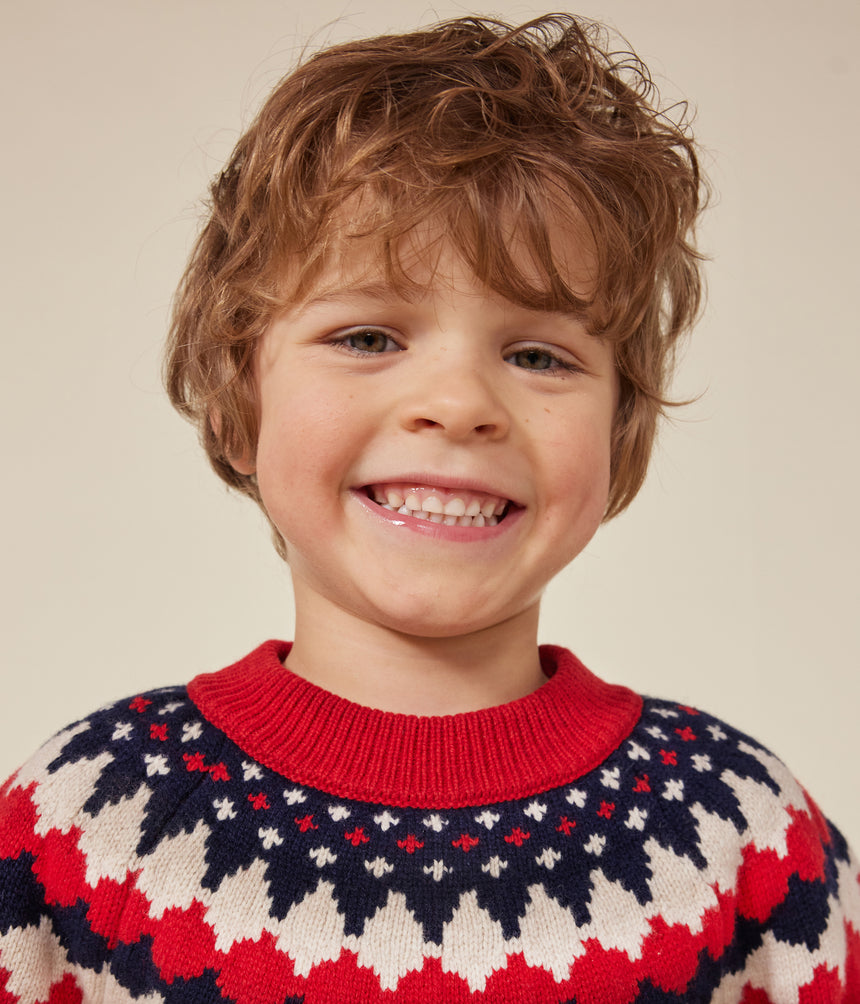 BOYS' WOOL AND COTTON JACQUARD JUMPER