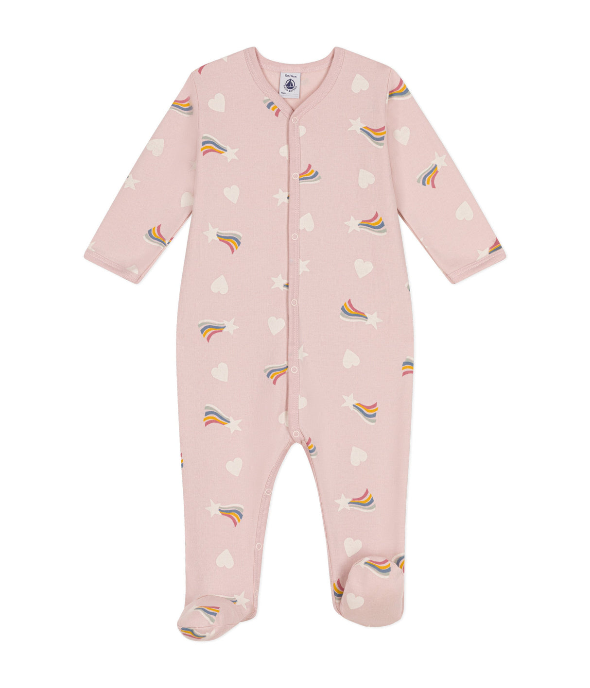 BABIES' PYJAMA SUIT IN STAR AND HEART PRINT BRUSHED FLEECE