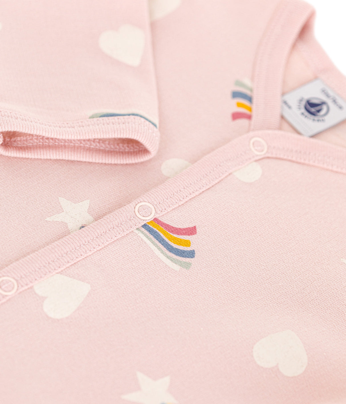 BABIES' PYJAMA SUIT IN STAR AND HEART PRINT BRUSHED FLEECE