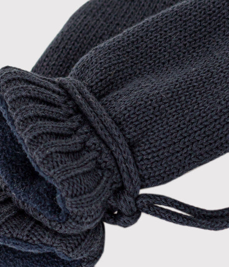 BABIES' PLAIN KNITTED FLEECE-LINED MITTENS