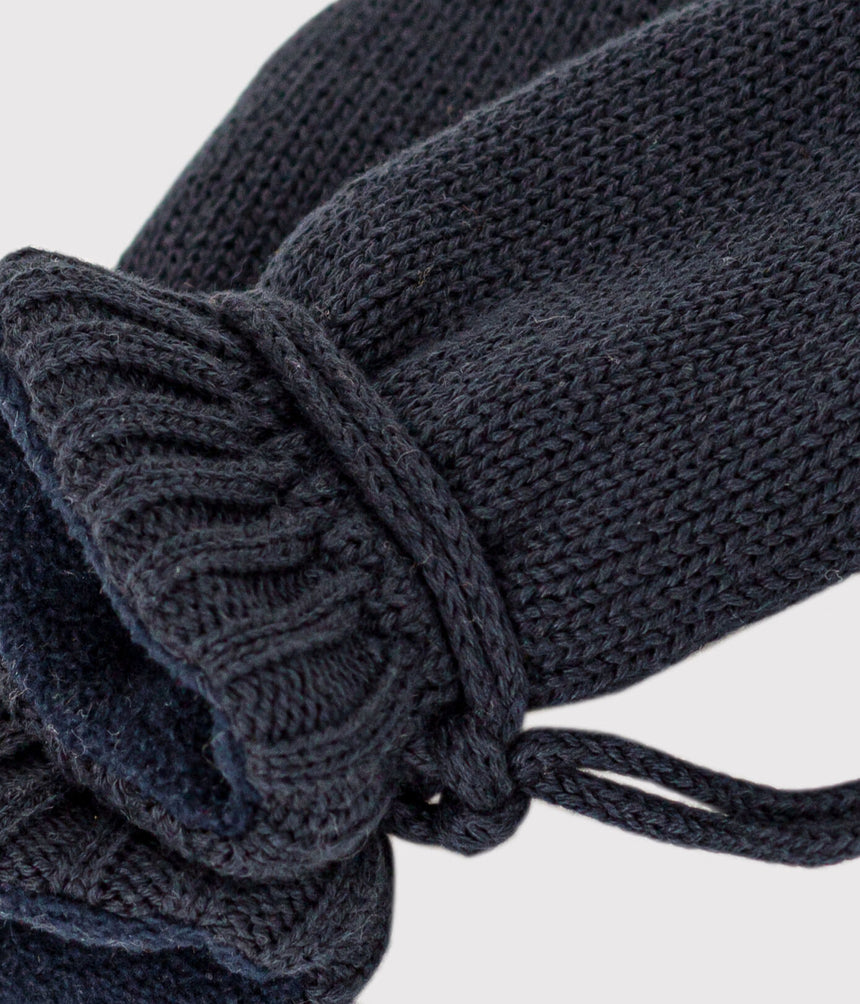 BABIES' PLAIN KNITTED FLEECE-LINED MITTENS