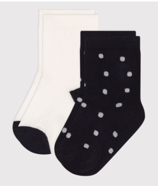 BABIES' SPOTTED COTTON SOCKS - 2-PACK