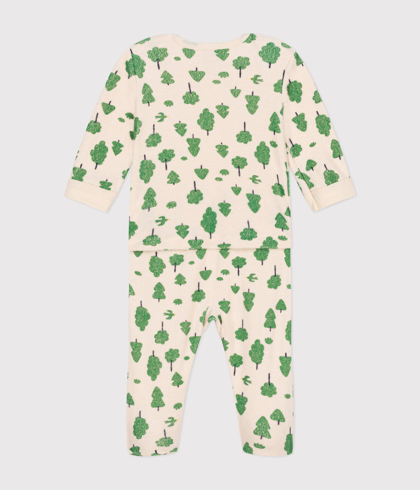 BABIES' TREE PRINT BRUSHED TERRY TOWELLING PYJAMAS