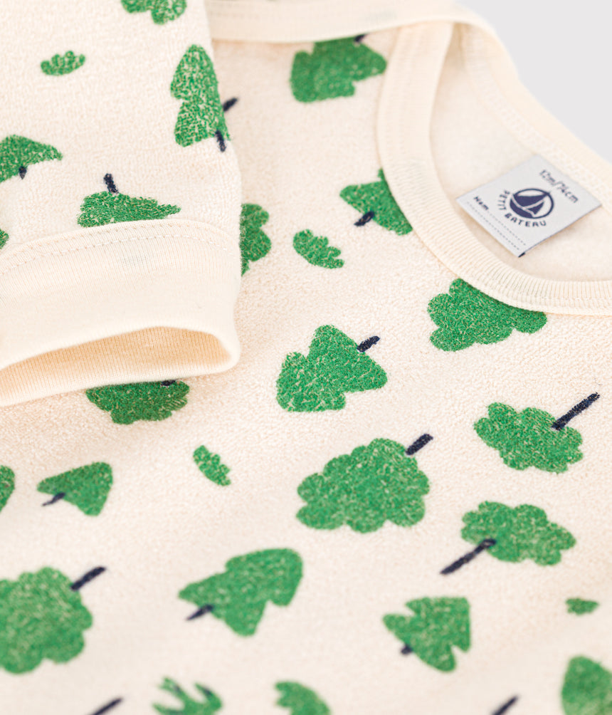 BABIES' TREE PRINT BRUSHED TERRY TOWELLING PYJAMAS