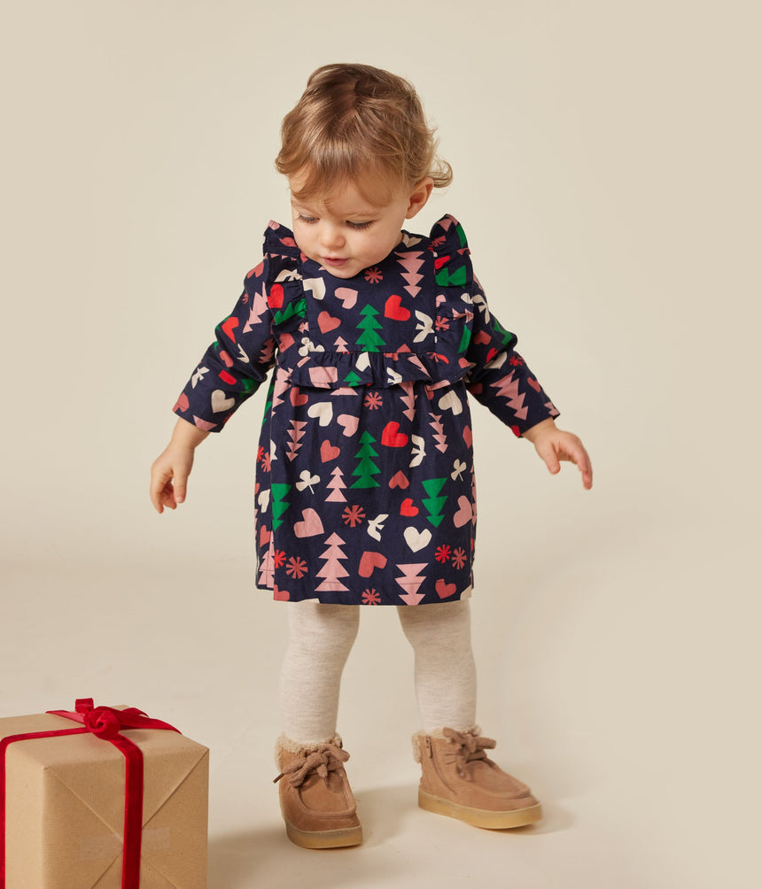 BABIES' LONG-SLEEVED FLANNEL DRESS