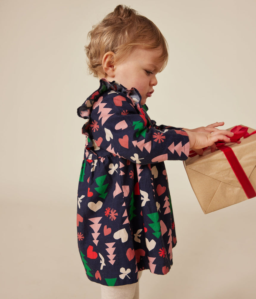 BABIES' LONG-SLEEVED FLANNEL DRESS