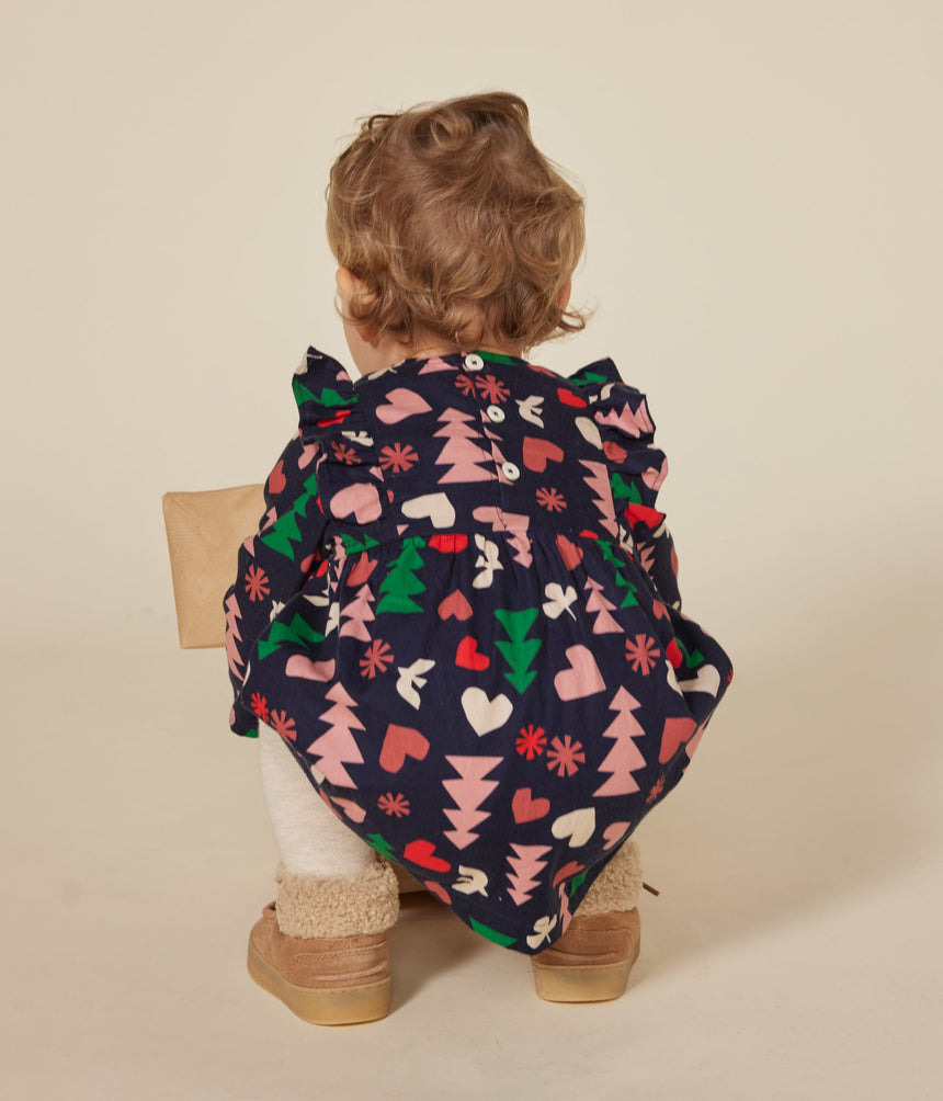 BABIES' LONG-SLEEVED FLANNEL DRESS