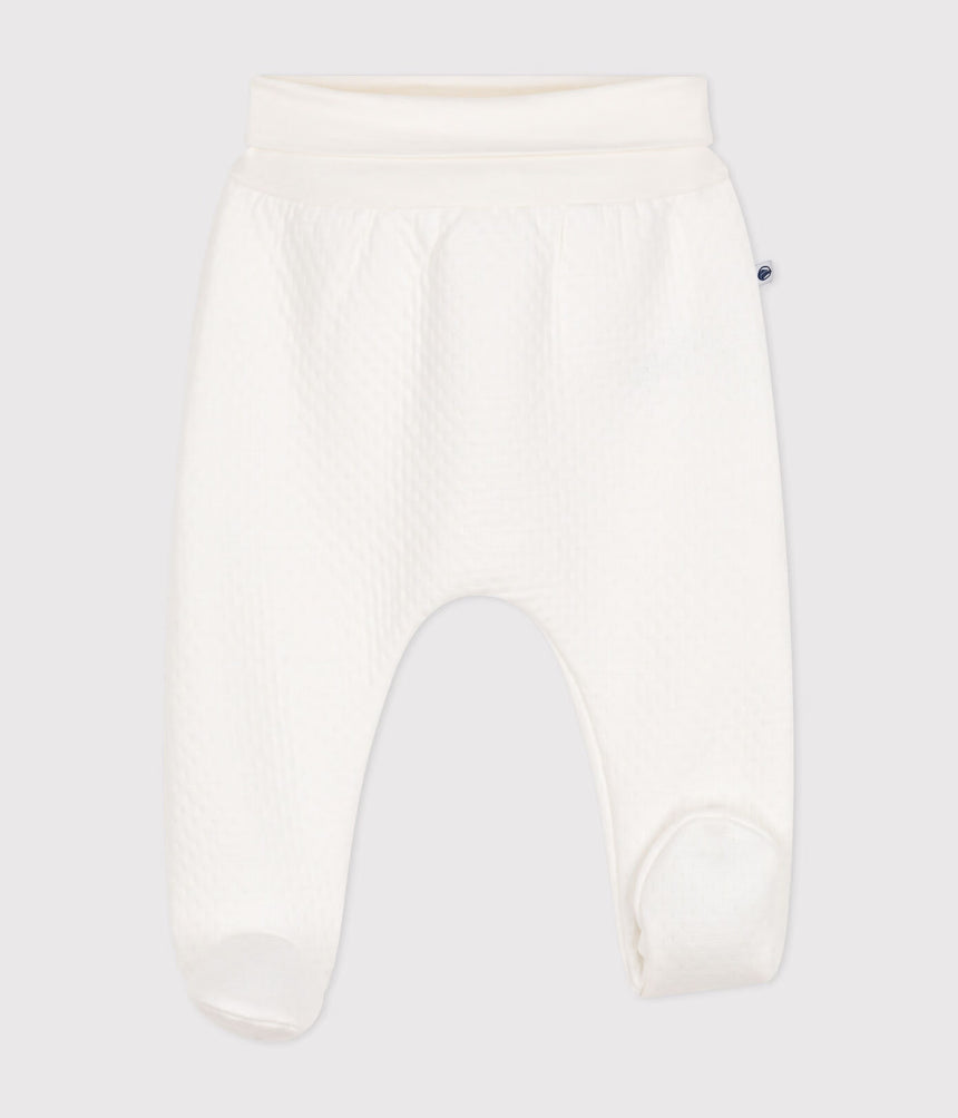 SOLID-COLOR THICK COTTON FOOTED TROUSERS FOR BABIES