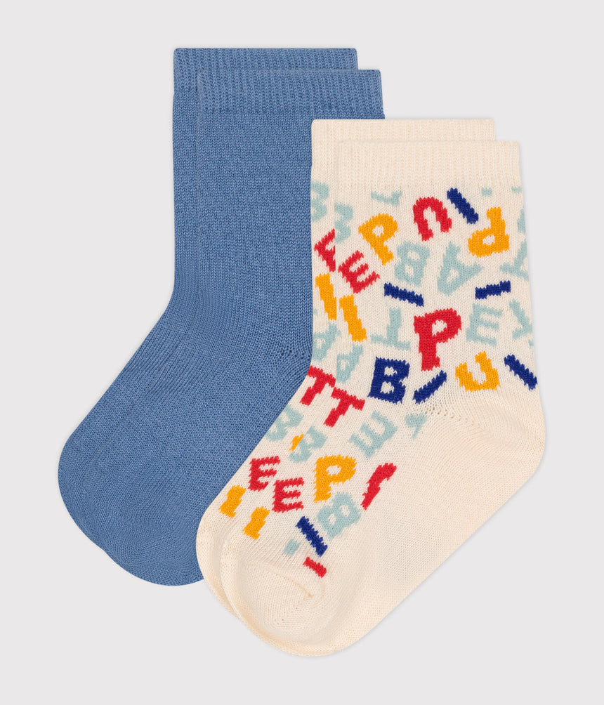 BABIES' PETIT BATEAU COTTON SOCKS - 2-PACK