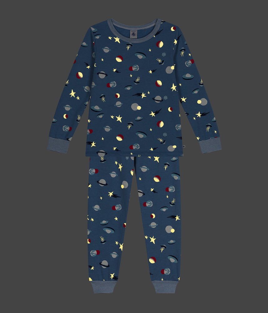 CHILDREN'S SPACE PRINT BRUSHED FLEECE PYJAMAS