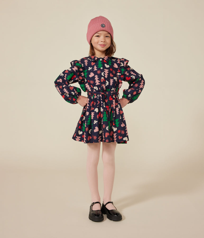 LITTLE GIRLS' LONG-SLEEVED FLANNEL DRESS