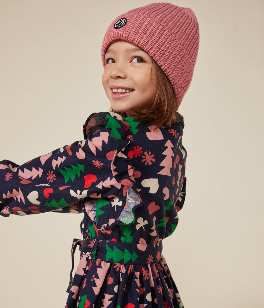 LITTLE GIRLS' LONG-SLEEVED FLANNEL DRESS