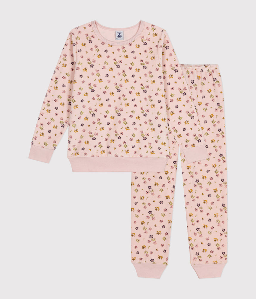 CHILDREN'S FLORAL PRINT VELOUR PYJAMAS