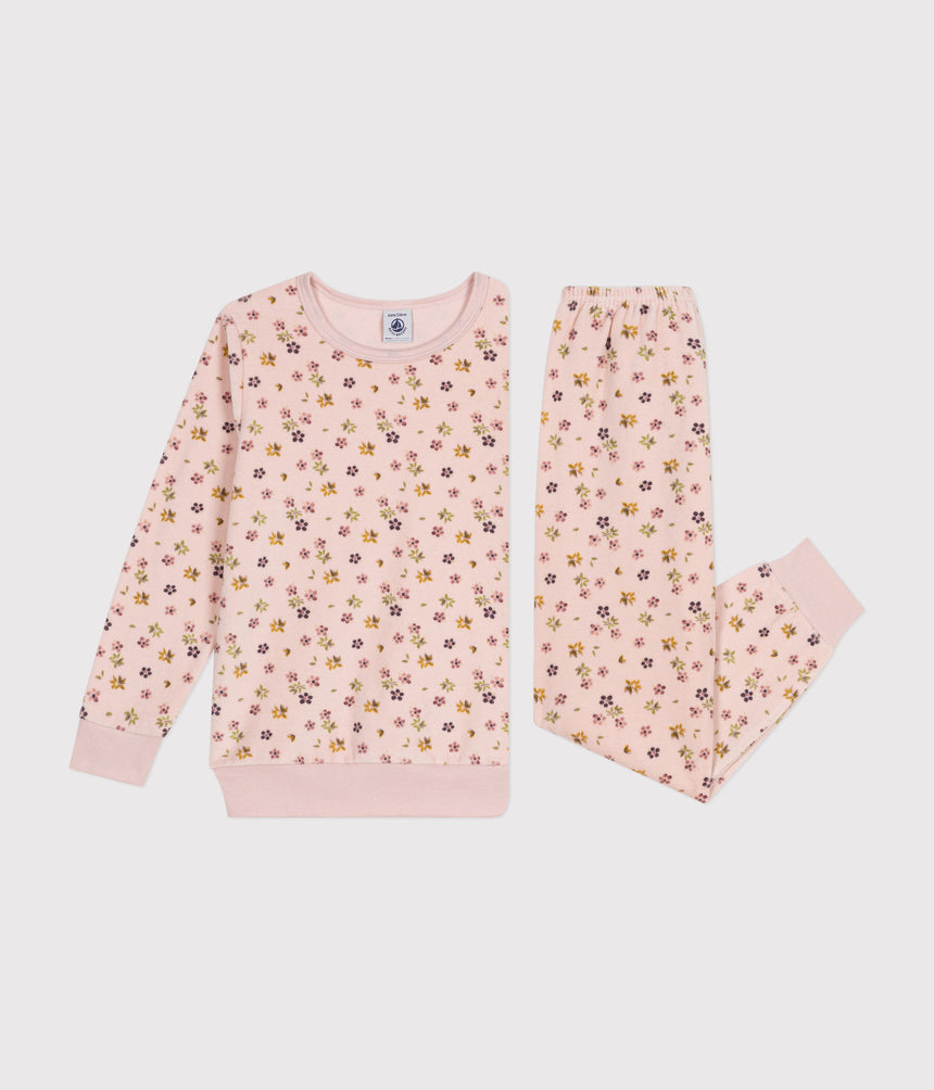 CHILDREN'S FLORAL PRINT VELOUR PYJAMAS