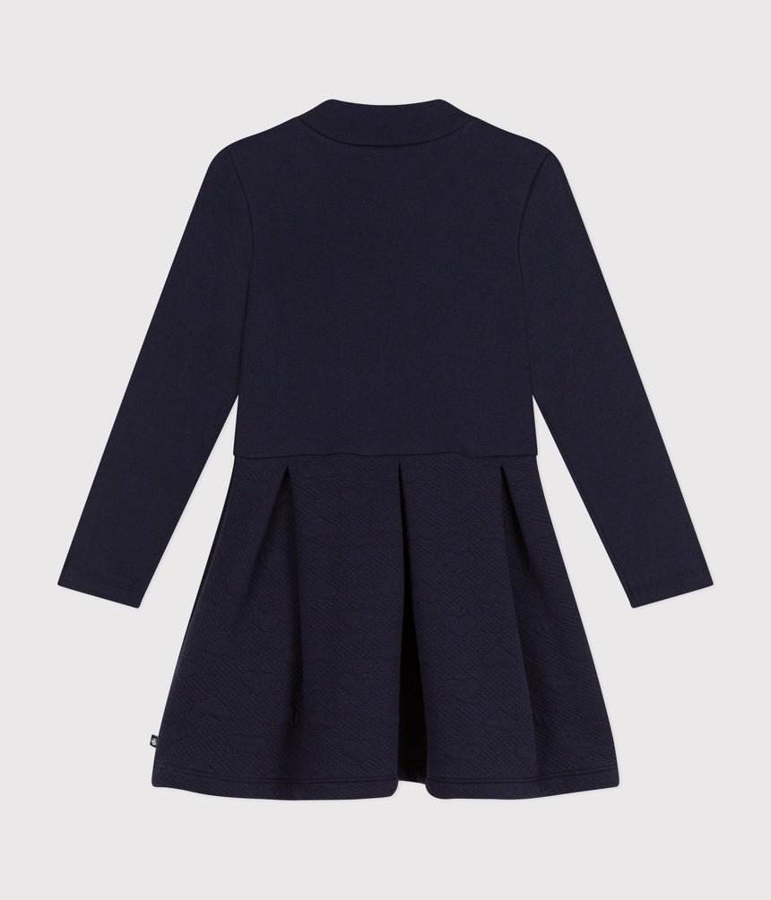 GIRLS' LONG-SLEEVED DRESS IN TWO MATERIALS