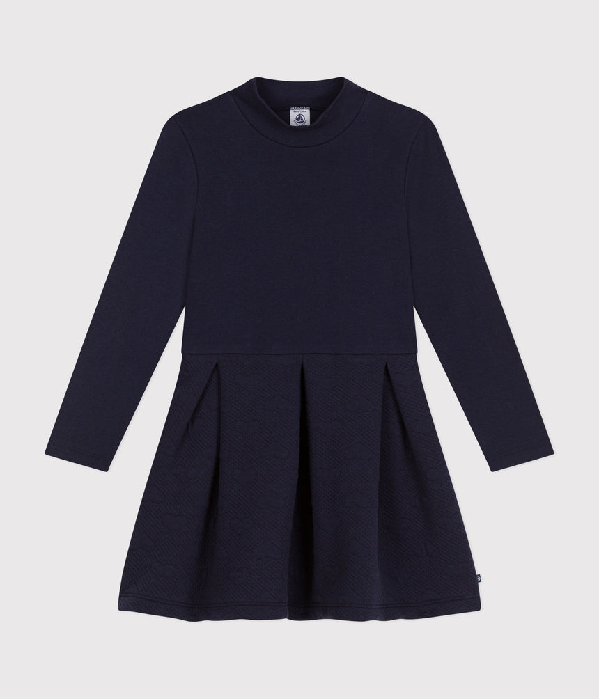 GIRLS' LONG-SLEEVED DRESS IN TWO MATERIALS