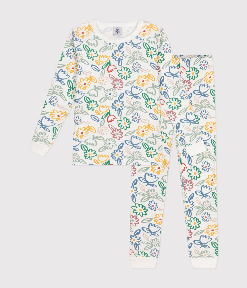 CHILDREN'S FITTED FLORAL COTTON PRINT PYJAMAS